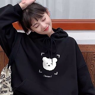 Áo hoodie nỉ ngoại in phản quang gấu bear form dưới 70kg