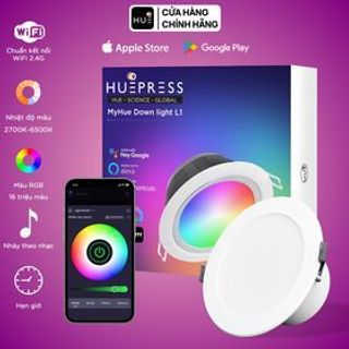 Đèn led âm trần HuePress downlight thông minh 10W RGBCW 220V WiFi/4G - 16 triệu màu, nháy theo nhạc giá sỉ