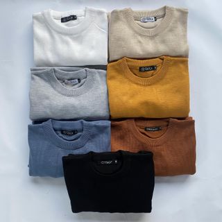 Áo len nam cổ tròn len dệt kim có size M L XL mềm mịn -tronm9- Hà Đinh