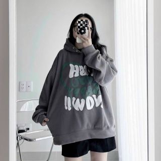 Áo hoodie nỉ logo in nổi wish now form vải mịn