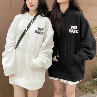 Áo hoodie nỉ logo in nổi 90s baby form đẹp vải mịn giá sỉ