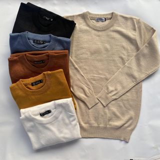 Áo len nam cổ tròn len dệt kim có size M L XL mềm mịn -tronm9- Hà Đinh