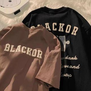 Áo thun tay lỡ form rộng unisex in chữ nổi Blackor