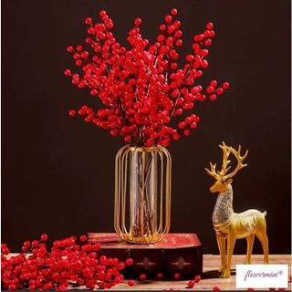 Cành Đào Đông Đỏ Cao Cấp, Một Cành 6 Nhánh Hàng Đẹp Trang Trí Tết, Decor Nhà Cửa