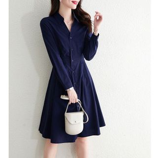 ĐẦM XÒE XANH SƠ MI TAY DÀI – DT1713