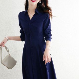 ĐẦM XÒE XANH SƠ MI TAY DÀI – DT1713