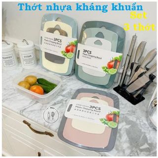 Set 3 Thớt Nhựa Kháng Khuẩn Nhiều màu Hàng Cao Cấp - bộ thớt HQ giá sỉ