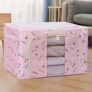 Hộp túi vải đựng quần áo chăn màn khung thép kích thước lớn gấp gọn tiện lợi - Giỏ hộp vải đựng đồ đa năng chịu lực
