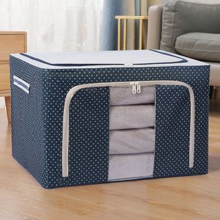 Hộp túi vải đựng quần áo chăn màn khung thép kích thước lớn gấp gọn tiện lợi - Giỏ hộp vải đựng đồ đa năng chịu lực