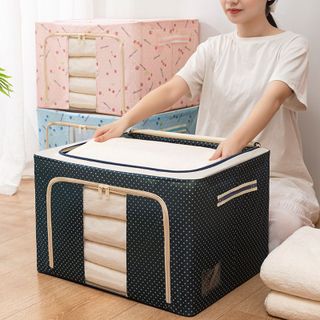Hộp túi vải đựng quần áo chăn màn khung thép kích thước lớn gấp gọn tiện lợi - Giỏ hộp vải đựng đồ đa năng chịu lực