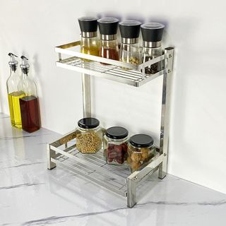 Giá sỉ kệ gia vị inox - Kệ đựng gia vị thông minh Foodcom - Made in Việt Nam - Loại 2 tầng