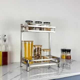 Giá sỉ kệ gia vị inox - Kệ đựng gia vị thông minh Foodcom - Made in Việt Nam - Loại 2 tầng