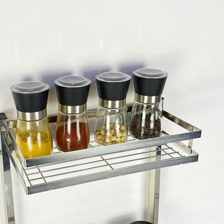 Giá sỉ kệ gia vị inox - Kệ đựng gia vị thông minh Foodcom - Made in Việt Nam - Loại 2 tầng