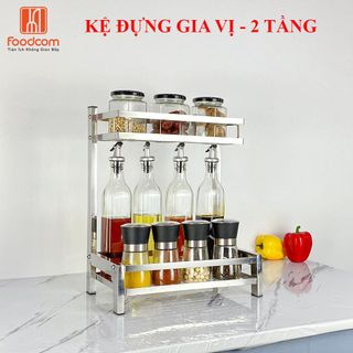 Giá sỉ kệ gia vị inox - Kệ đựng gia vị thông minh Foodcom - Made in Việt Nam - Loại 2 tầng giá sỉ