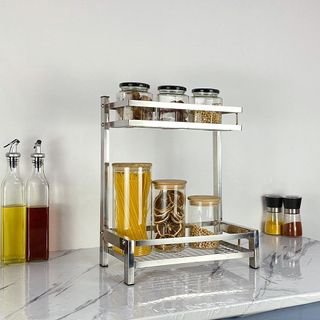 Giá sỉ kệ gia vị inox - Kệ đựng gia vị thông minh Foodcom - Made in Việt Nam - Loại 2 tầng