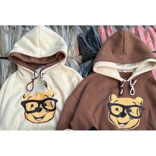 Áo hoodie nỉ ngoại hình in gấu đeo kính form dưới 70kg