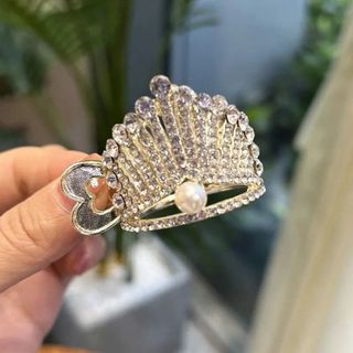 Kẹp tóc vương miện đính đá zircon sang trọng, kẹp càng cua đính đá