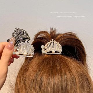 Kẹp tóc vương miện đính đá zircon sang trọng, kẹp càng cua đính đá