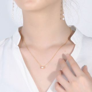 Dây chuyền nữ titan ngọc trắng dây mảnh