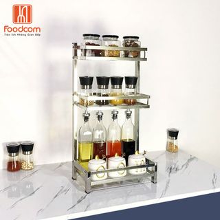 Kệ gia vị inox đa năng Foodcom - Made in Việt Nam - Loại 3 tầng
