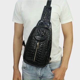 [Mã BMLT100 giảm đến 100K đơn 499K] Túi đeo chéo nam da cá sấu FADODA FCHM07G