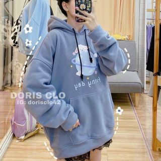 Áo hoodie tay phồng in funy day form dưới 70kg
