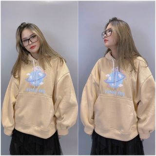 Áo hoodie tay phồng in funy day form dưới 70kg