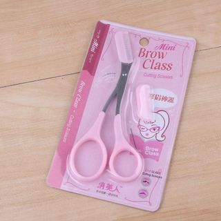 Kéo cắt tỉa chân mày Hàn Quốc 2 trong 1 - Kéo tỉa chân mày đẹp, kéo cắt lông mày Mini Brown Class - Kéo tỉa chân mày giá sỉ