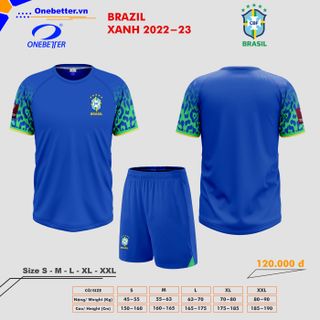 Đồ đá banh, quần áo bóng đá đội tuyển Brazil 2022-23 màu xanh - Size từ S đến 2XL