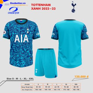 Đồ đá banh, quần áo bóng đá CLB Tottenham 2022-23 màu xanh ya - Size từ S đến 2XL