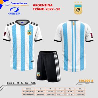 Đồ đá banh, quần áo bóng đá đội tuyển Argentina 2022-23 màu trắng - Size từ S đến 2XL giá sỉ