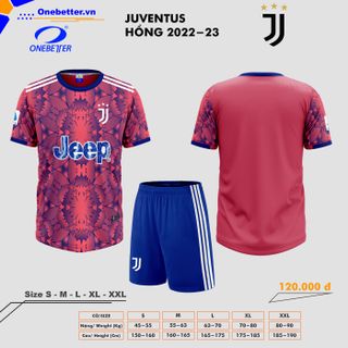 Đồ đá banh, quần áo bóng đá CLB Juventus 2022-23 màu hồng - Size từ S đến 2XL