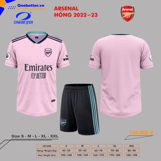 Đồ đá banh, quần áo bóng đá CLB Arsenal 2022-23 màu hồng - Size từ S đến 2XL giá sỉ