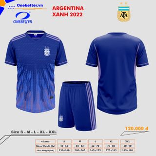 Đồ đá banh, quần áo bóng đá đội tuyển Argentina 2022-23 màu xanh - Size từ S đến 2XL
