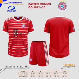 Đồ đá banh, quần áo bóng đá CLB Bayern Munich 2022-23 màu đỏ - Size từ S đến 2XL