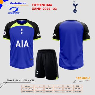Đồ đá banh, quần áo bóng đá CLB Tottenham 2022-23 màu xanh bích - Size từ S đến 2XL