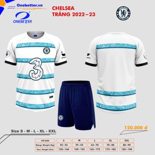 Đồ đá banh, quần áo bóng đá CLB Chelsea 2022-23 màu trắng - Size từ S đến 2XL