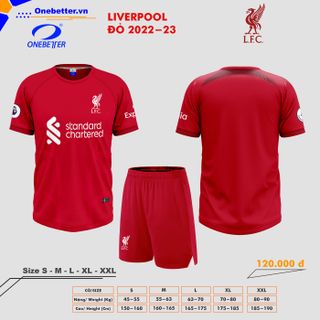 Đồ đá banh, quần áo bóng đá CLB Liverpool 2022-23 màu đỏ - Size từ S đến 2XL giá sỉ