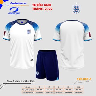 Đồ đá banh, quần áo bóng đá đội tuyển Anh 2022-23 màu trắng - Size từ S đến 2XL giá sỉ