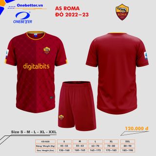 Đồ đá banh, quần áo bóng đá CLB AS ROMA 2022-23 màu đỏ - Size từ S đến 2XL giá sỉ