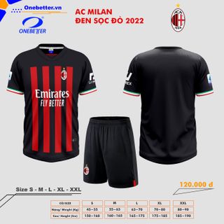 Đồ đá banh, quần áo bóng đá CLB AC Milan 2022-23 màu đen - Size từ S đến 2XL