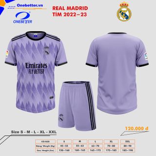 Đồ đá banh, quần áo bóng đá CLB Real Madrid 2022-23 màu tím - Size từ S đến 2XL giá sỉ