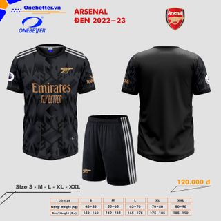 Đồ đá banh, quần áo bóng đá CLB Arsenal 2022-23 màu đen - Size từ S đến 2XL giá sỉ
