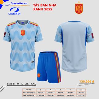 Đồ đá banh, quần áo bóng đá đội tuyển Tây Ban Nha 2022-23 màu xanh - Size từ S đến 2XL