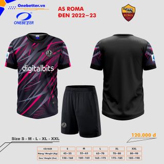 Đồ đá banh, quần áo bóng đá CLB AS ROMA 2022-23 màu đen - Size từ S đến 2XL