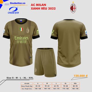 Đồ đá banh, quần áo bóng đá CLB AC Milan 2022-23 màu xanh rêu - Size từ S đến 2XL giá sỉ