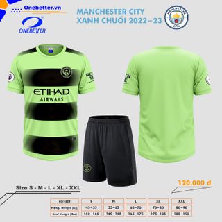 Đồ đá banh, quần áo bóng đá CLB Man City 2022-23 màu xanh ya - Size từ S đến 2XL