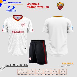 Đồ đá banh, quần áo bóng đá CLB AS ROMA 2022-23 màu trắng - Size từ S đến 2XL giá sỉ