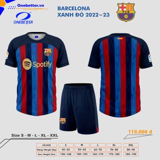 Đồ đá banh, quần áo bóng đá CLB Barcelona 2022-23 màu xanh - Size từ S đến 2XL