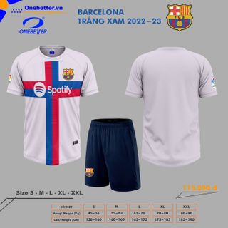 Đồ đá banh, quần áo bóng đá CLB Barcelona 2022-23 màu trắng - Size từ S đến 2XL